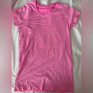 Pink lululemon swiftly tech short sleeve
